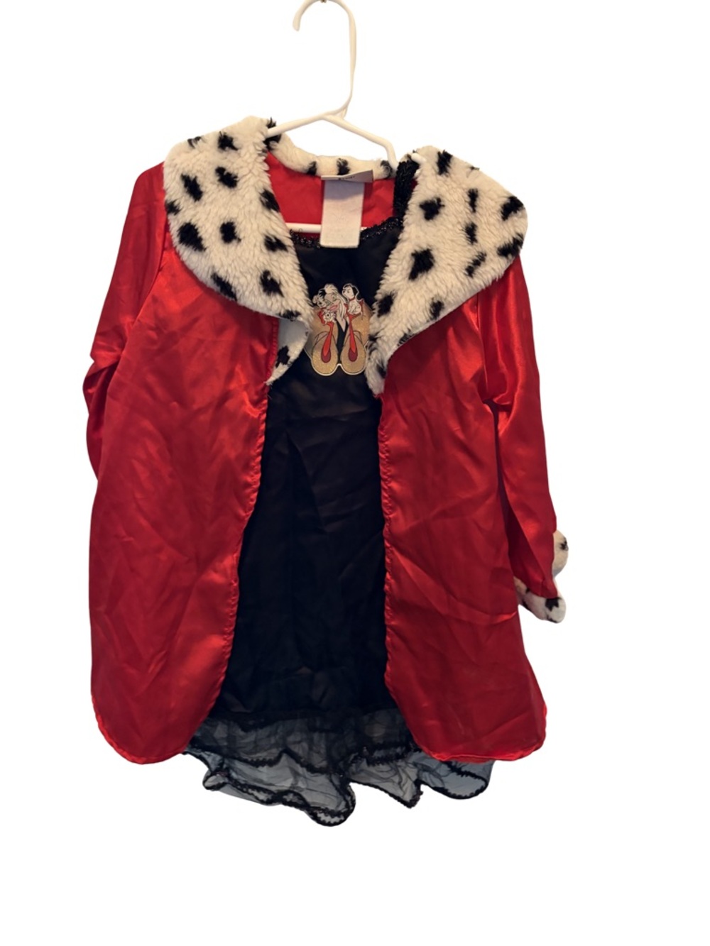 Vintage Disney Cruella Deville Halloween Costume with Faux Fur Trim Cape